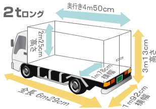 カップル引越し家族引越に最適 ２トンロングトラック トラック 引越しのムービングエス